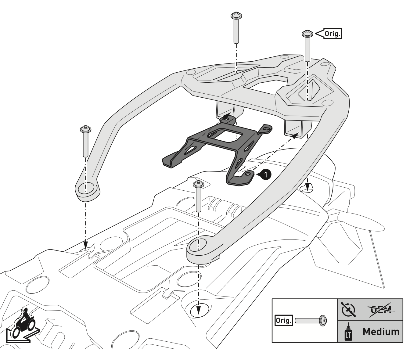 Rack para Top Case de BMW 750/800/850 GS (Rack de Plástico)